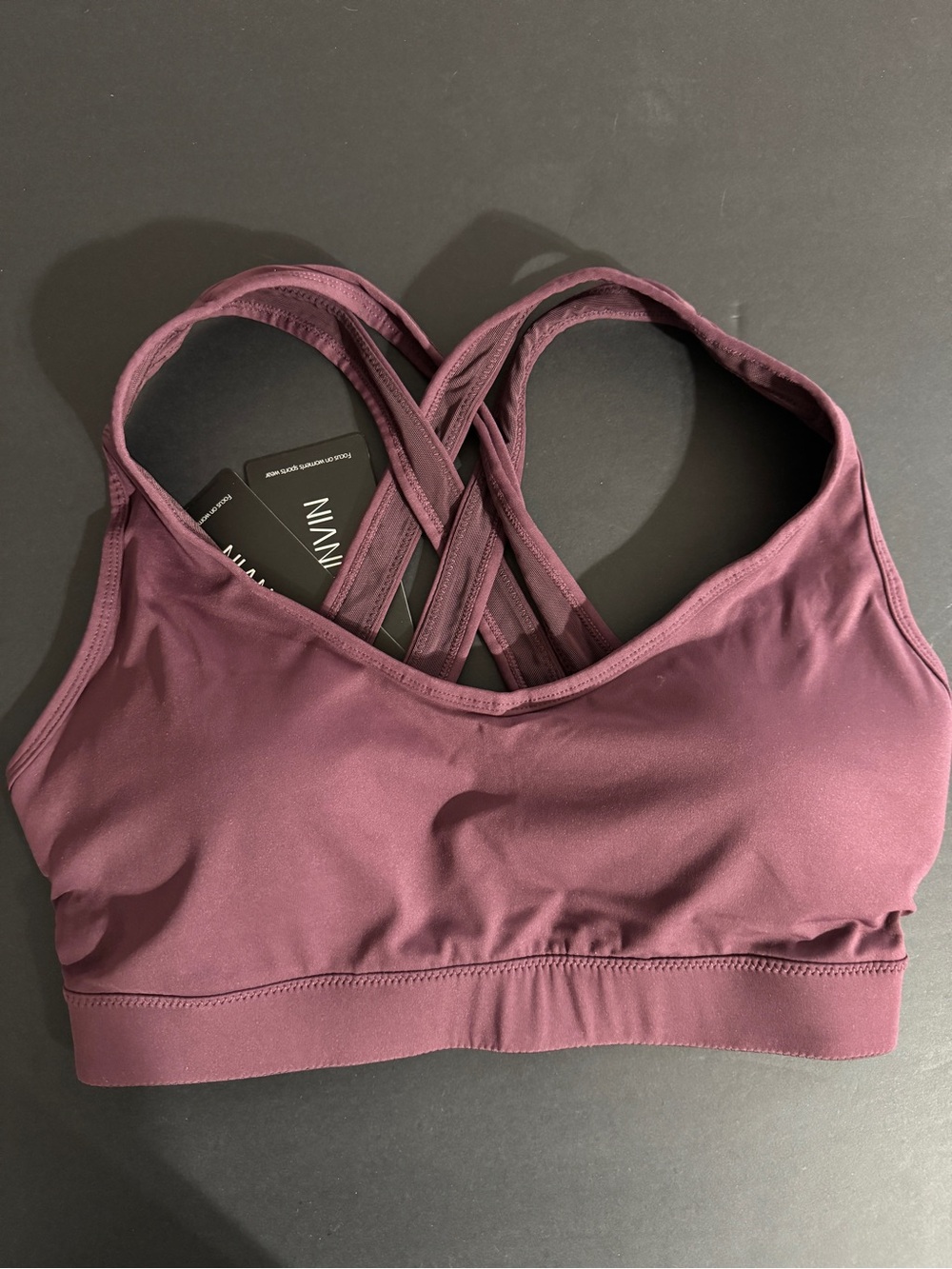 Agonvini Women's Strappy Sports Bra in Plum - Lightweight Support XS Plus